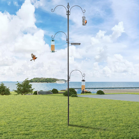 93inch Iron With Four Hooks, With Bird Feeder Black Courtyard Bird Feeder